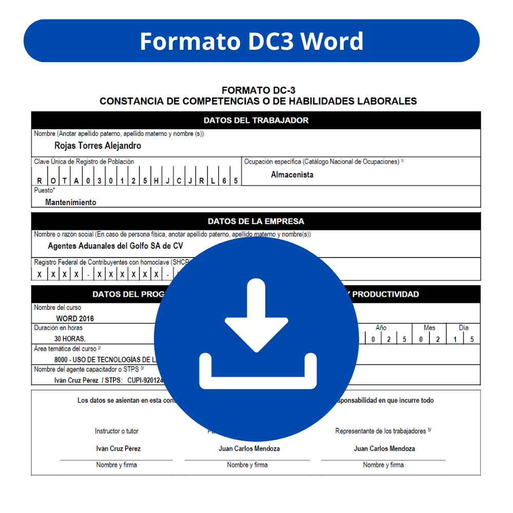 Descargar formato DC3 stps en word editable